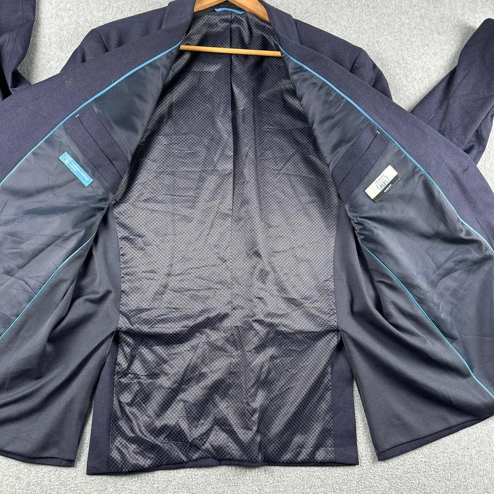Van Heusen Blazer Mens 46L Blue Cool Flex Slim Fit Thermal Comfort Lining Jacket